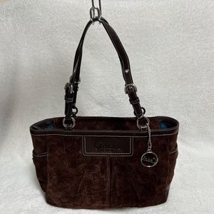 Suede Coach Shoulder bag Purse